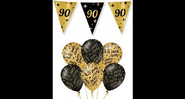 Paperdreams - Verjaardag 90 jaar feest pakket zwart/goud party-time