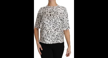 Witte blouse met muziekinstrumentenprint