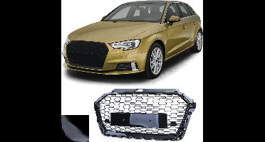 Sport Grill Geschikt voor Audi A3 8V 16 t/m 20 Zonder Embleem Hoogglans Zwart Honingraat Tsi Tdi Styling