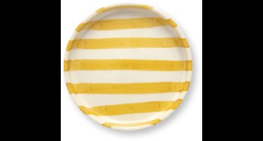 VT Wonen - Gebaksbord Stripes Geel Wit - Magnetronbestendig - Vaatwasserbestendig