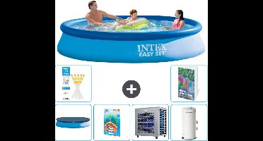 Intex Rond Opblaasbaar Easy Set Zwembad - 366 x 76 cm - Blauw - Inclusief Afdekzeil - Speelgoed - Warmtepomp - Zwembadfilterpomp - 7-delig