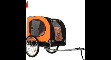 Fietskar Hond Kat – Dog Bike Carrier – Fietsaanhanger Huisdier – Pet Bike – Hondenfietskar – Lichtgewicht Metalen Frame – Wasbare Antislip Voering – Oranje