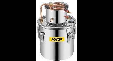 Vevor - Waterdestilleerder - Alcoholwaterdestilleerder - DIY Moonshine-apparatuur - Brouwmachine voor whisky, wijn, bier - 30L - Roestvrij staal - Zilver