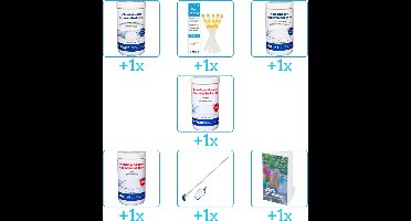 Zwembad Onderhoudspakket - Onderhoud Zwembad - bevat Chloor - Testrips - Chloor - PH-min - PH-plus - Schoonmaakset en Zwembadgids (7-delig)