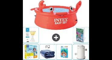 Intex Rond Opblaasbaar Easy Set Zwembad - 183 x 51 cm - Rood - Krab - Inclusief Onderhoudspakket - Solarzeil - Speelgoed - Zwembadfilterpomp - 7-delig