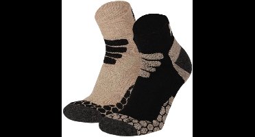 Xtreme Sockswear Quarter Wandelsokken – 2 Paar – Lage Hiking Sokken Unisex – Katoen & Coolmax – Multi Beige – Maat 35/38