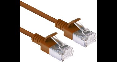 ACT Bruine 0,25 meter LSZH U/FTP CAT6A datacenter slimline patchkabel snagless met RJ45 connectoren