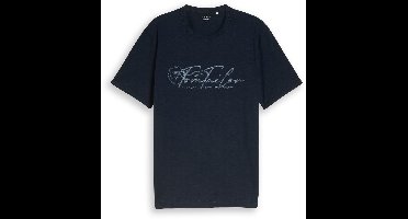Tom Tailor - T-shirt met logoprint - Maat L - sky captain blue