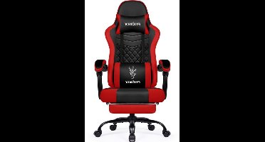 Gamingstoel – Gamestoel – Gaming Chair – Game Stoel – Bureaustoel – Ergonomisch – Verstelbare Rugleuning & Voetsteun – Memory Foam Kunstleer – Rood Phoenix Design