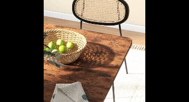 Uitklapbare Eettafel – Opklapbare Tafel – Uitschuifbare Tafel – Verrijdbare Tafel – Eettafel 6 Personen – Met Opbergruimte – Draagkracht 50 kg – Roodbruine Afwerking 130x80x74 cm