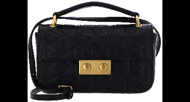 LACOSTE Leren schoudertas handtas Maheki Flap Crossover Bag Noir zwart