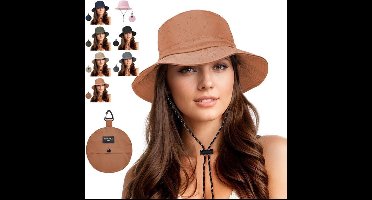 Regenhoed, waterdichte vissershoed voor dames, vissershoed voor dames en heren, emmerhoed, opvouwbare, draagbare zomerhoed voor buiten, met touw, rood