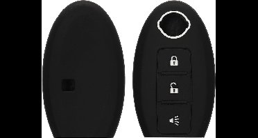 Autosleutel hoesje compatibel met Nissan 3-knops autosleutel - Sleuteletui zwart - Beschermende hoes met logo .