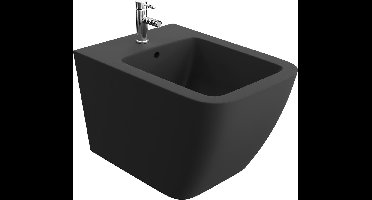 LAVITA® Bidet ONIL Wandbidet - 355x510x325 – Zwart Mat - Gatafstand: 18 - Hangbidet voor intieme douche - Moderne Toiletdouche - Billendouche met kraangat en met overloop