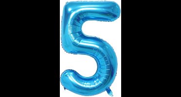 New Age Devi - Feestelijke Cijferballon - Blauw - 70cm - Cijfer 5 - Voor alle Feestelijke Gelegenheden