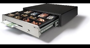 Safescan HD-4141S Heavy-Duty kassalade die uw geld veilig bewaart - Geldlade met 4 biljetvakken en 8 muntbakjes - Kassasysteem met een RJ-12 verbinding - Robuuste kassalade van 41 x 41.5 x 11.5 cm