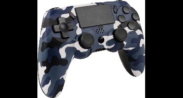 Ntech PS4 Controller Geschikt voor PS4 en PS3 - PS4 controller Draadloos Camouflage Blauw - Audio Jack Input - Touch Sensor - Dual Trilmotoren Draadloze Controller