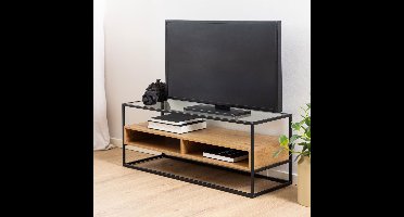 Sohome TV-meubel Demitris Eiken en glas, 120cm - Transparant