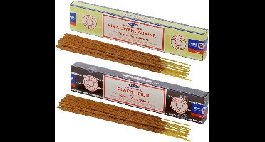 Satya Wierook cadeaus set - 2x geurstokjes - Jasmijn en Black Opium geur - Meditatie