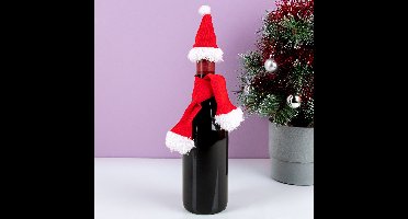 OOTB Kerstmuts en sjaal voor wijnflessen