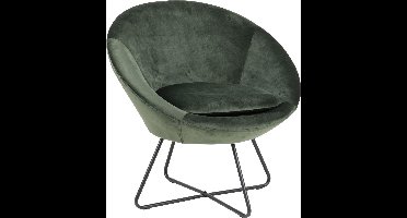 Cenna fauteuil bosgroen, zwart metaal.