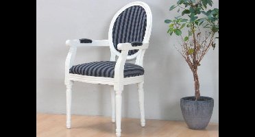Rococo Barok - Stoel met armleuning - Zwart/Cremewit