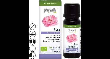 Biologische rozenessence 10 ml etherische olie (Rozen)|Organic rose essence 10 ml of essential oil (Roses)|Essence de rose bio 10 ml de huile essentielle (Roses)