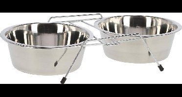 Kerbl Dubbel Voerbak met 2x 900 Ml Rvs Bakjes