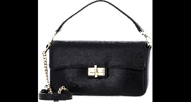 DKNY Leren Schoudertas Avondtas Jojo Denim Flap Bag Blk / Gold Zwart