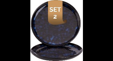 Palmer - Bama Blue - Bord - 2 stuks - ø 15 cm - Blauw - Stoneware - Bordenset