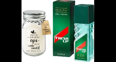 Fresh Up Cadeauset Opa met Kaars - Fresh Up Preshave Depper 100 ml - Paper Dreams Kaars Opa