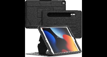 Tablet Hoes Geschikt Voor iPad Hoes 9/8/7 Generatie Zwart - iPad 9 10.2 (2021) hoes met Multi-Angle Magnetic Stand, Auto Sleep/Wake, Pencil Houder - Extra Stevig - Schokbestendig
