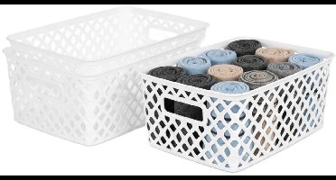 Storage Solutions Kast Opbergmand - 3x - van kunststof - wit - 19 x 25 x 10 cm - 4 liter - organizer box