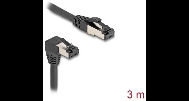 Delock RJ45 Network Cable Cat.8.1 S/FTP 90° downwards angled / straight 3 m black