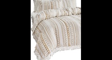 3-Delige Khaki Pom-Pom Tassel Dekbedovertrekset — Speels & Minimalistisch - 200x200cm