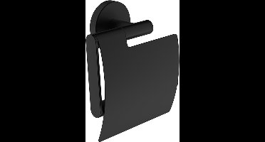 Sanifun Thomas Toiletrolhouder Mat Zwart met Klep – Wandmontage