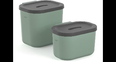 Rotho set bio-afvalbakken - kompostemmer - 2-delig (3,2 ltr + 6 ltr) - 100% gerecycled kunststof - Salsa -groen
