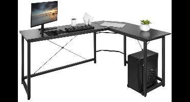 Gaming Bureau - Gaming Desk - Gaming Tafel - Computertafel - Computer bureau - L-Vormig - 190x120x75cm – Zwart Hoekbureau – Groot Computerbureau voor Thuiswerk, Gaming en Studie