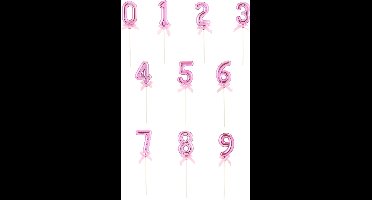 ESPA - Taarttopper cijfer roze met strik 12,7 cm voor verjaardagstaart