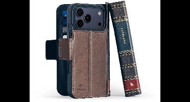 Twelve South BookBook folio hoesje iPhone 17 Pro Max – Verwijderbare MagSafe compatibele hoes – Bewaart ID, kaarten en contant geld – Vouwt uit tot een handsfree standaard - Bruin