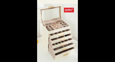 Hoppa! Sieradendoos | 6 Niveaus | Wit | Kunststof | 25 x 15 x 28.50 cm (B x D x H)