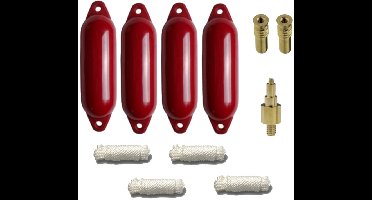 Set van 4 met Majoni Star 35 stootwillen incl. spatelleidingen, 2 vervangingsventielen, 1 ventieladapter - bordeaux rood, 62 x 21 cm