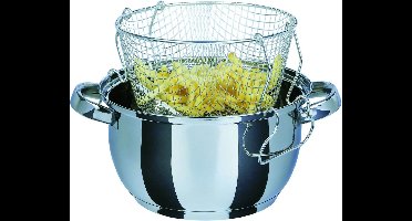 Core® Japanse Frituurpan - Mini Friteuse Diameter 24cm - Mini Frituurpan Milieuvriendelijk – Kleine Frituurpan Roestvrijstaal – Zilver - 24cm x 24cm x 13cm