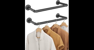 Core® Kledingstang Voor Aan De Muur – Kledingrek Muur - Gordijnroede - Zwart - 49cm x 26cm x 9cm