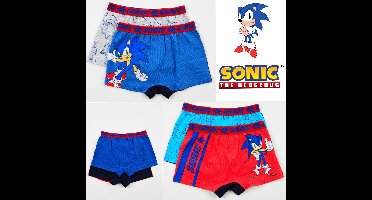 Sonic The Hedgehog Boxershorts - Set van 4 stuks - Blauw/Grijs/Rood - Jongens Ondergoed - Katoen - Maat 98/104