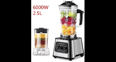 Kelseek Blender - Mixer - Juicer - Smoothie maker - Keukenmachine - Tafelblender - Keukenmixer - 2.5L - 6000W - EU-stekker - Zilver