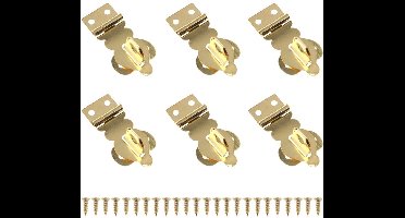 Oneay Set van 6 massief messing hangsloten met minigespen en schroeven, voor geschenkdozen, handtassen en meubelbeslag.