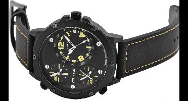 Elite Herenhorloge van imitatieleer EL0002 Elite herenhorloge met imitatieleren band, 3ATM