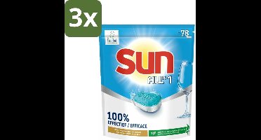 3 x Sun All-in-1 - Eco Label - Vaatwastabletten - 78 Tabletten - Vaatwastabletten - Milieuvriendelijke Vaatwas - Eco Label - Vet Verwijderen - Vlekken Verwijderen