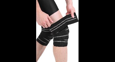 Oneay Powerlifting kniebanden – 2 stuks – Elastische kniewraps voor squats en fitness, ademend en slijtvast – 170 cm – Grijs